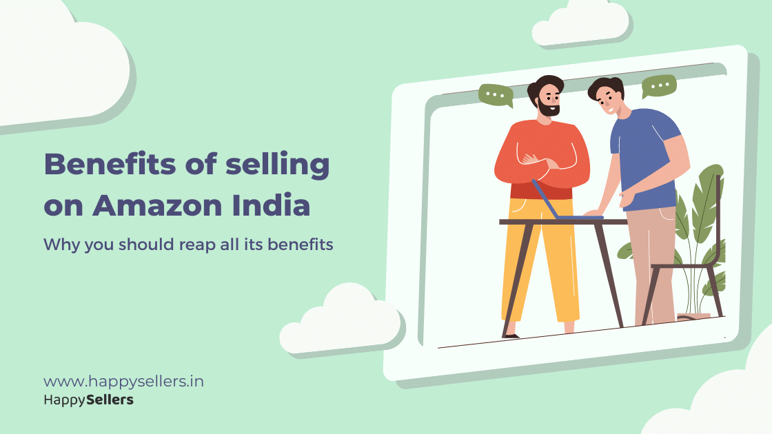 A joyful seller presenting a variety of products available for sale on Amazon India, symbolizing success in e-commerce.